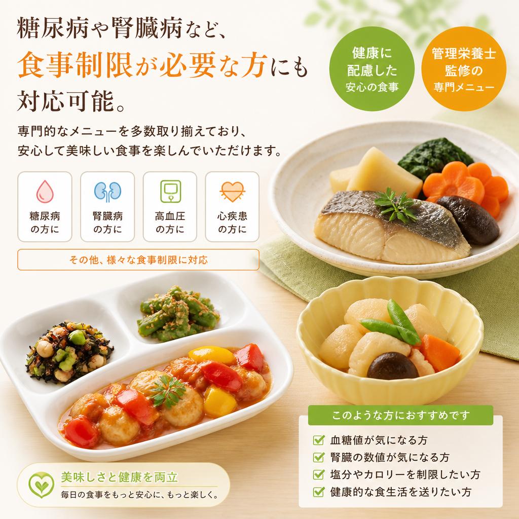 食事制限に対応した専門メニュー